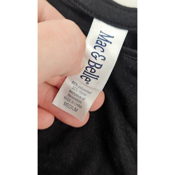 Mac & Belle neon Colorful Graphic Kitty Pullover cat themed Black Knit Tunic M + - Picture 4 of 6